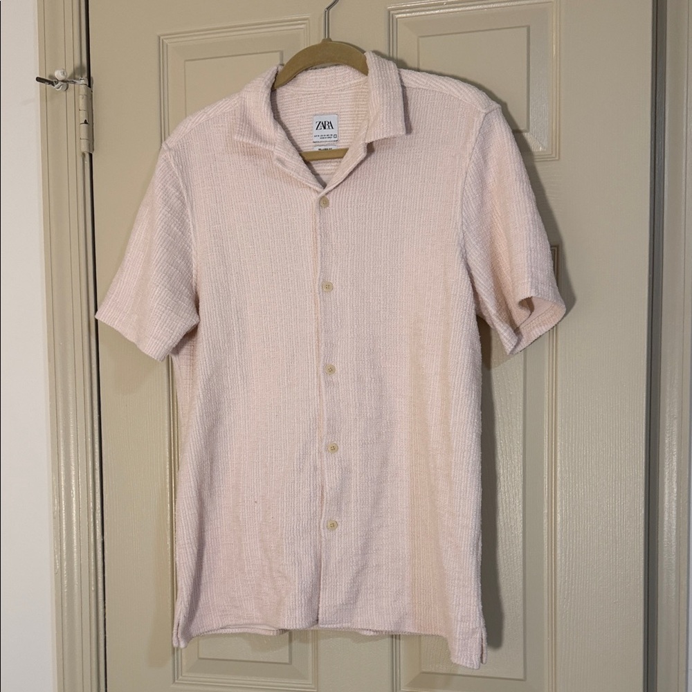 Zara Men's Light Pink Casual Button Down Shirt CJ01